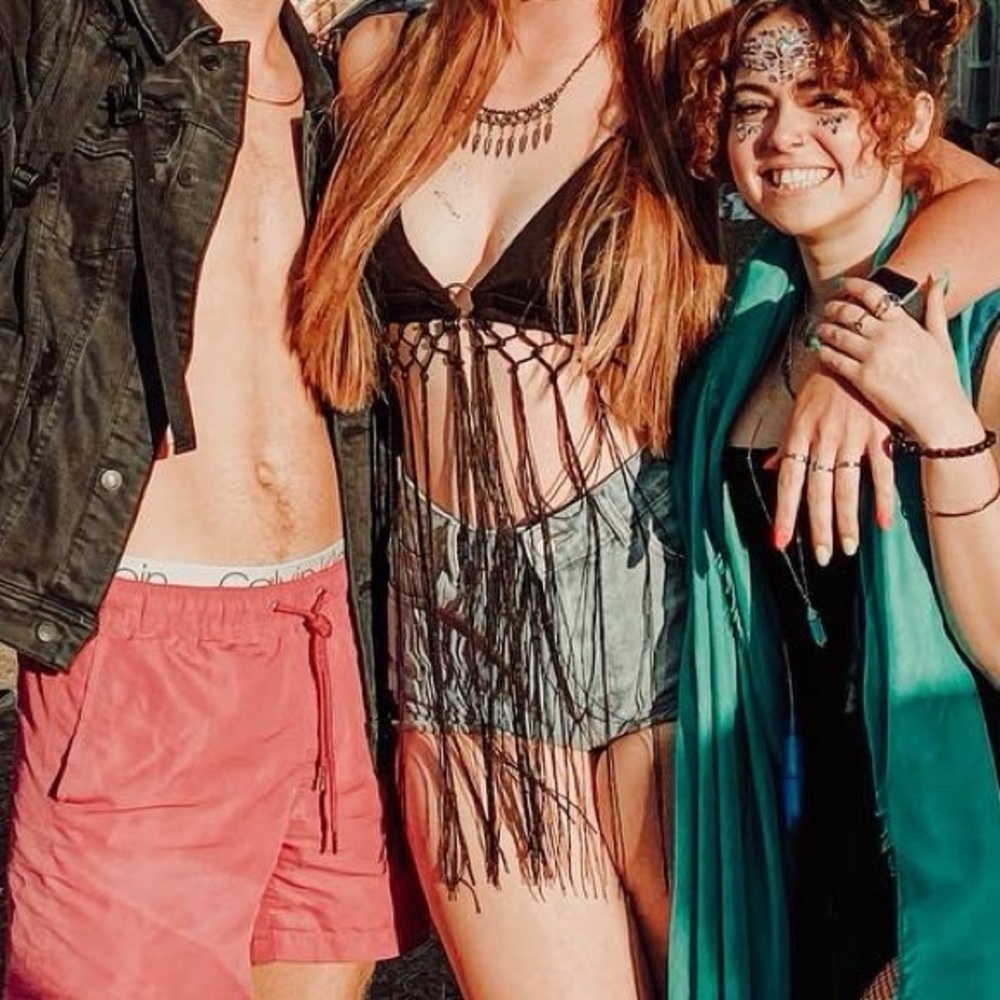 Black Solid Fringe Trim Top